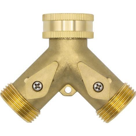 Distributeur en Y à 2 voies 10964, 3/4" mâle, laiton, avec robinets d'arrêt (1/5)