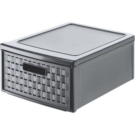 boîte de rangement plastique à tiroir 8,3 L en PP anthracite (1/5)