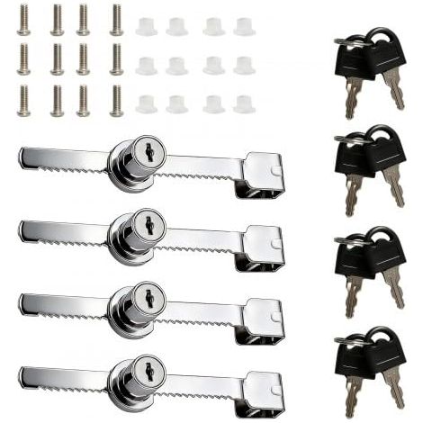 4PCS Serrure Porte Coulissante Verrou pour Vitrine en Verre et Porte en Verre (Clé simple) (1/5)