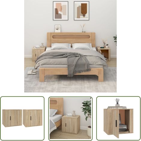 The Living Store Nachttische 2 Stk. Sonoma-Eiche 50x39x47 cm - Nachttische - Schlafzimmermöbel - Holzwerkstoffeinrichtung - Kommoden - Sideboard (1/5)