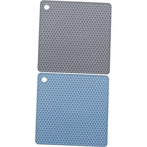 Lot de 2 dessous de plat en silicone, nid d'abeille, gris (1/5)