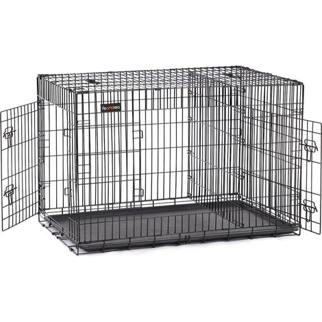 Gabbia per cani 2 porte pieghevole trasportabile con maniglie e vassoio taglia XXXL 122 x 76 x 81 cm nero 120004784