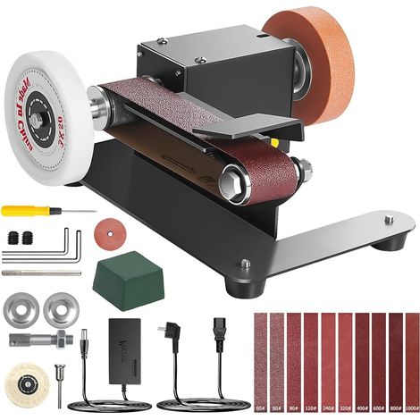 Mini Electric Belt Sander, 350 W Stationary Sander, 7-Level Adjustable Polisher with Complete Accessories, Multifunctional DIY Table Polishing Machine for Wood and Metalworking (1/5)