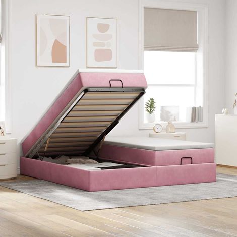 Ottoman-Bett mit Matratzen Rosa 180x200 cm Samt (1/5)