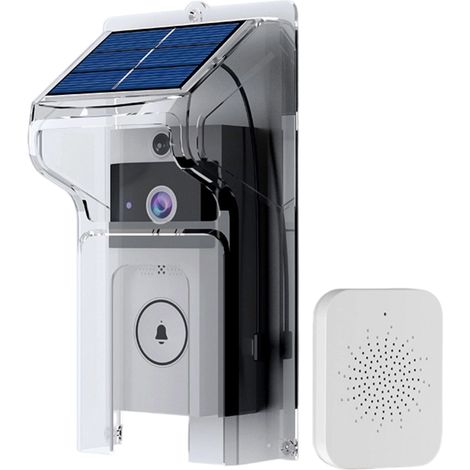 1 Sonnette sans fil, Caméra HD 720x1280, Interphone Wi-Fi 2.4G, Détection PIR, Alimentation solaire, Extérieur (1/5)