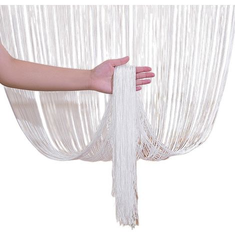 Rideau de porte décorations de fenêtre diviseur de pièce décorations de Chambre Rideau 100x200cm Blanc (1/5)