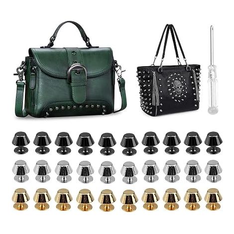 30 Pieces Rivet Leather, Flat Head Metal Sewing Press Studs Decorative Rivets Leather 11 x 8 mm Bullet Rivet Studded Belt Rivet Metal Bring 1 Screwdriver, for Crafts Leather (1/5)