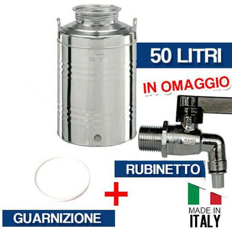 CONTENITORE BIDONE FUSTO PER OLIO IN ACCIAIO INOX 15 30 50 LT M. ITALY 36183V 50 LT C/RUB. (28799/2