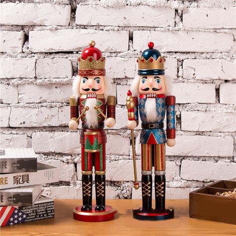 Porte-bonheur casse-noisette de Noël en bois, décoration rouge, figurine en coffret (1 pièce) (1/5)