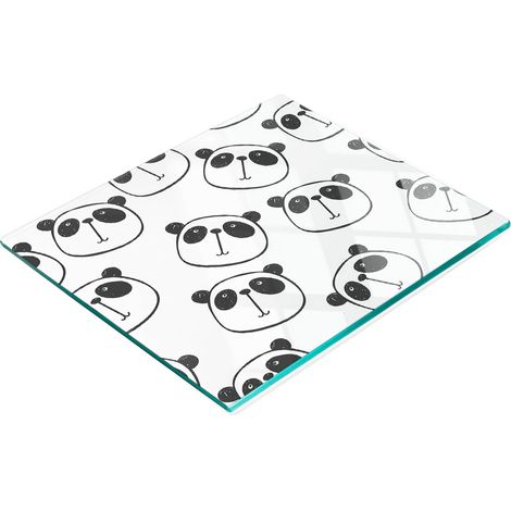 Tabla decorativa multifuncional de vidrio templado Panda para cocina, 60x52 cm.