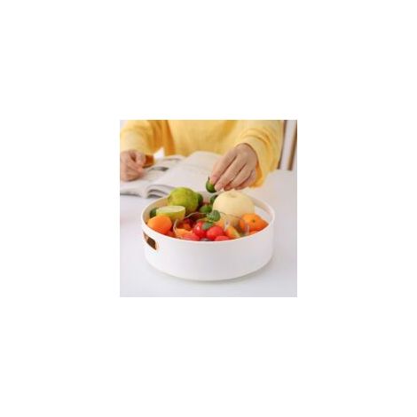 Drehbarer Gewürzständer mit Lazy Susan-Technologie, 30 cm Durchmesser, Kunststoff, Küchenschrankaufbewahrung, Gewürzregal, Gewürzhalter, Weiß - Crezuo