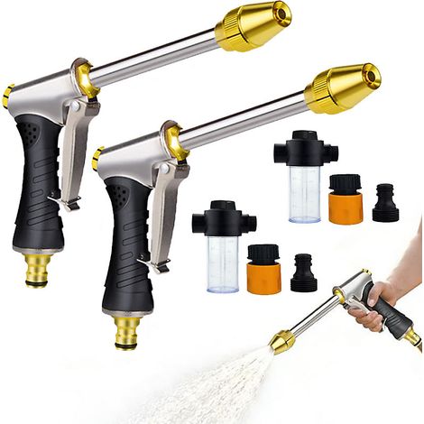 Pistolet de lavage auto haute pression portable en 2 pcs, pistolet de nettoyage domestique, kit de mousse, buse réglable (1/5)