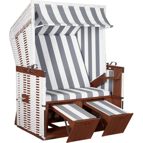 deVries Profi Strandkorb Nordsee Sylt PVC white Gartenstrandkorb 124x87x159 cm