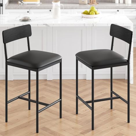 tabourets de bar pivotants lot 2 rembourrés 65 cm noir îlot cuisine (1/5)
