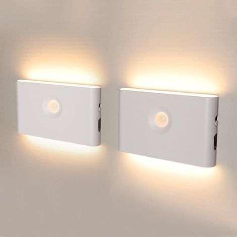 Veilleuse Dussdote - Éclairage d'Escalier LED - Rechargeable USB - Lumière Blanc Chaud - Adapté pour Couloirs, Chambres, Cuisines et Armoires - Blanc