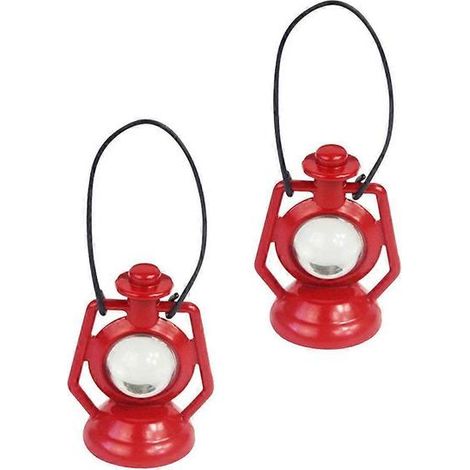 Lampe à pétrole miniature en alliage rouge, décoration pour maison de poupée (lot de 2) (1/5)