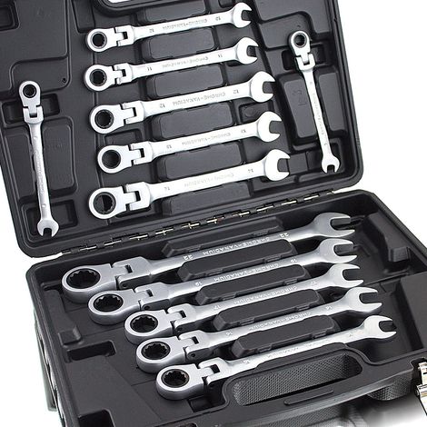 12 tlg Flexible Ratschenschlüssel Ringschlüssel Knarren Ratschen SET (1/5)