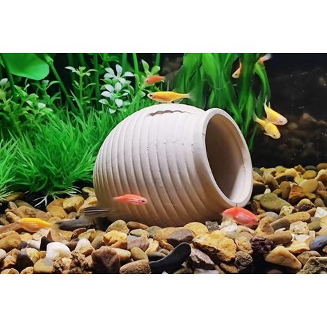 Décoration d'Aquarium Grotte en Céramique Cachette pour Poissons et Crevettes Ornement de Bassin (1/5)