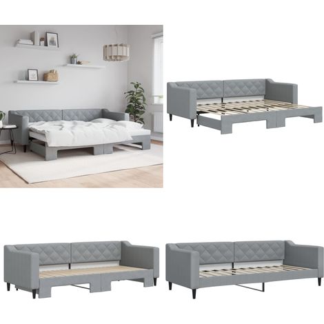 vidaXL Tagesbett Ausziehbar Hellgrau 80x200 cm Stoff (1/5)