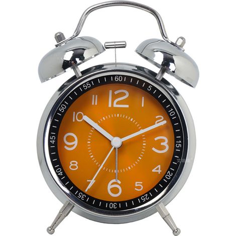 Réveil Double Cloche - Horloge Quartz Silencieuse Sans Ticking - Rétro Éclairage Jaune - Pour Chambre Enfant ou Bureau - 1 Pièce (1/5)