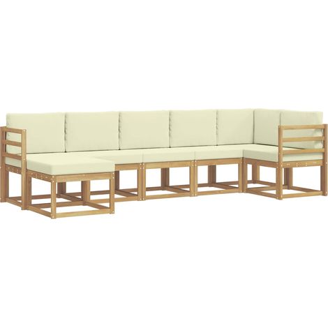 Outdoor Sofa Set with Cushion 7 pcs White and Cream Polyester vidaXL (1/5)