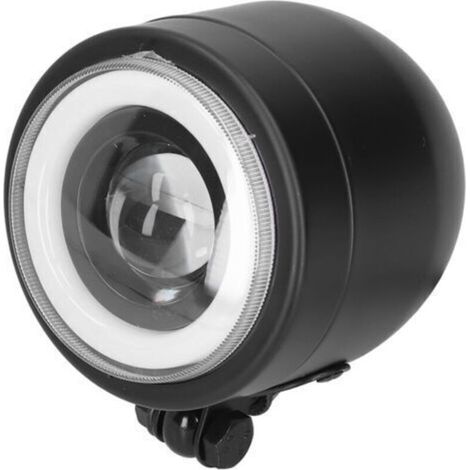 Phare LED Vintage rond en forme d'oeil d'ange, lampe avant adaptée aux motos Cruiser Choppers Bobber Cafe Racer, lumière blanche