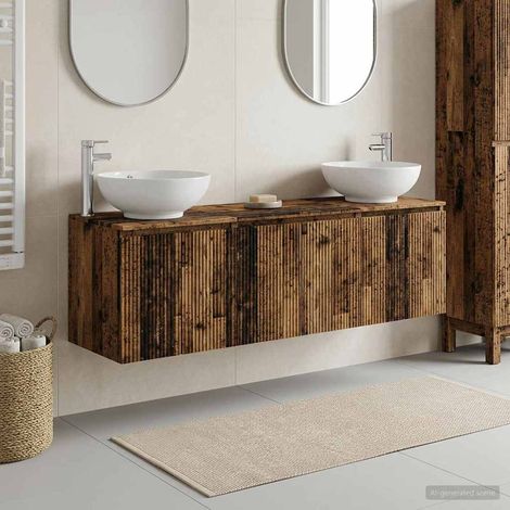 vidaXL Bathroom Cabinet Set 3 pcs Old Wood 161.5 x 44.5 x 80 cm (1/5)