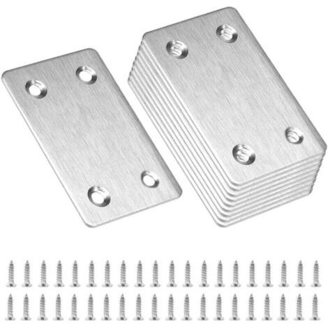 10 Fixation Droits Plats Plaques Acier Connecteurs Equerre Plats RéParation Support Fixation Plaque De RéParation Meubles Et Projets De Bricolage (1/5)