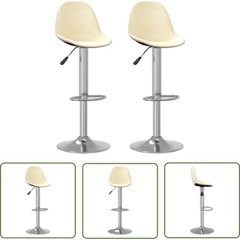 The Living Store Barhocker 2 Stk. Creme Stoff - Barhocker - Creme - Esszimmerstühle - Küchenstühle - Stuhl Mit Fussablage (1/5)
