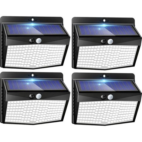 Set of 4 LED Outdoor Motion Detector Light with Detector,3 Modes/Waterproof Solar Spotlight,Outdoor Lighting for Garden Wall Garage,Cool White (1/5)