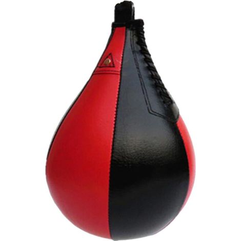 Sac de frappe professionnel en cuir PU noir élégant, en forme de poire, pour l'entraînement des réflexes et de la vitesse. (1/5)