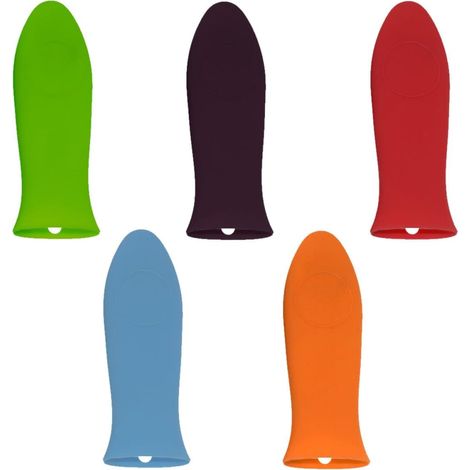 Manchon pour Poignée de Casserole en Silicone Anti-chaleur et Antidérapant, Lot de 5 Pièces, Facile à Nettoyer et Flexible pour Ustensiles Cuisine Couleur Couleur Aléatoire (1/5)