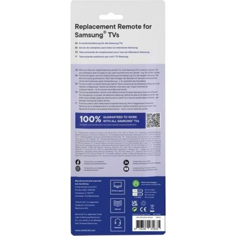 Télécommande De Remplacement Pour Tv Samsung - URC4910 - Compatible Avec Tous Modèles Samsung - Fonction Apprentissage - 2 Piles AAA - 1 Pièce (1/4)