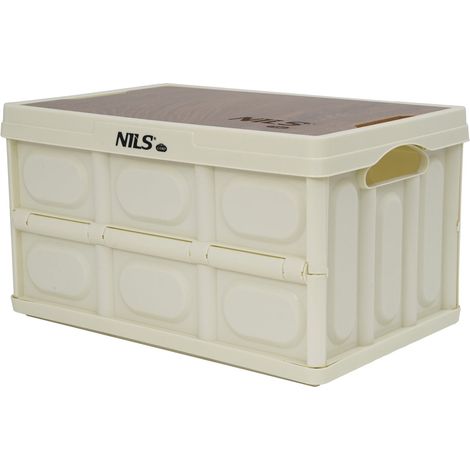 Contenitore pieghevole da campeggio con coperchio, 15L, bianco (1/5)