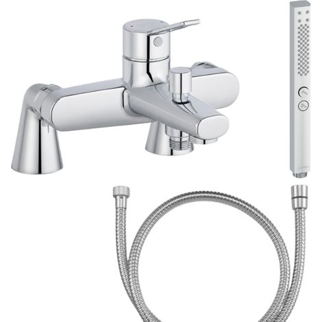 Grifo monomando de bañera JACOB DELAFON Eo + ducha de mano Shift+ cuadrada + flexo de ducha metálico + columnas (1/5)