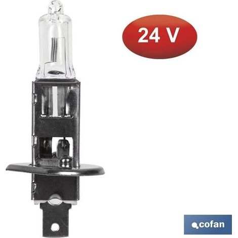 COFAN lámpara halógena cofan h1 (p14,5s) 24v 70w , Lámpara Halógena H1 de 24V 70W. Válida para coche y tractor en cortas, largas y antiniebla. Cristal transparente homologadas ECE