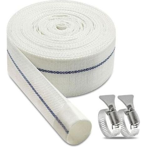 Tuyau refoulement tuyau plat 1 1/4 pouce, tuyau de décharge 10 m x 32 mm tuyau plat en tissu, avec clips, convient aux pompes submersibles et pompes à eau pour étang de drainage (1/5)