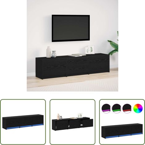 vidaXL Meuble tv rustique - Meuble TV Chêne noir 165 x 34 x 40 cm Bois d'ingénierie (1/5)