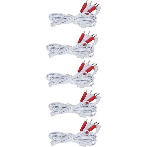 5 fils TENS multifonctions 1,5 m avec connecteurs 1-4 broches pour électrothérapie et stimulation musculaire, prise 2,5 mm blanc