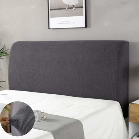 Housse de tête de lit - YYV - Extensible - Lavable - Anti-poussière - Gris 180 cm (1/4)