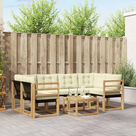 vidaXL Outdoor-Sofagarnitur mit Kissen 7 pcs Weiß und Creme (1/5)