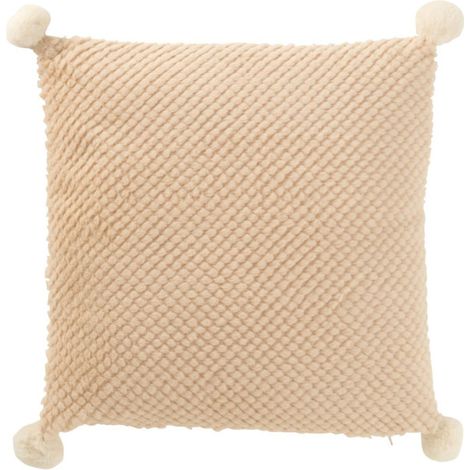 Coussin Déco à Pompons "Ulysse" 45x45cm Beige (1/3)