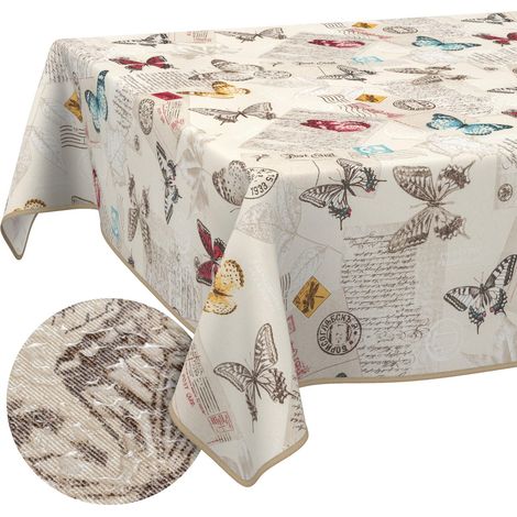 Nappe enduite Papillons avec Ourlet 100x140 cm Anti-Taches (1/5)