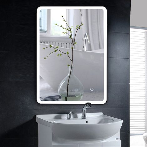 Miroir LED Lampe de Miroir 70×50CM Miroir Lumineux Verre Trempé Blanc Froid 6400K 22W (1/5)