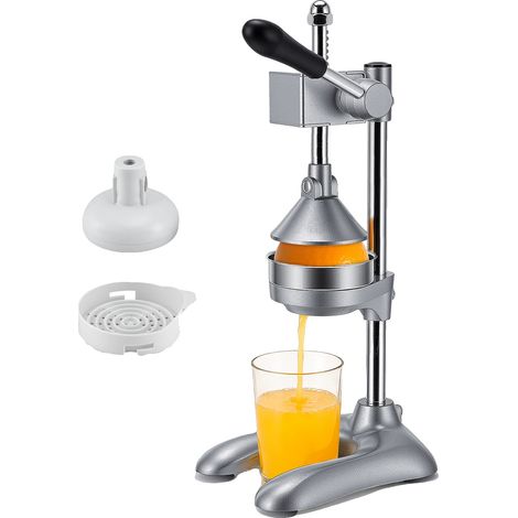 Zitruspresse, Getriebeunterstützter Mechanismus, Duale Pressköpfe, Silber (1/2)