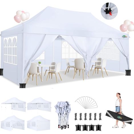 Tonnelle Pliante 3 x 6 m imperméable et Stable 3 x 6 m, Tente de fête Pliable Anti-UV avec 6 parois latérales, tonnelle de Jardin pour Mariages, extérieur, Jardin, fête (1/5)