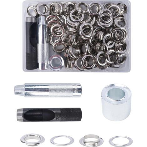 100 Kits Oeillets, 18mm, Métal, Acier, Bâche Cuir Sac-Karteo (1/4)