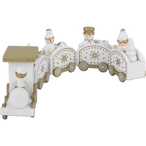 Train en bois du Père Noël, jouet cartoon pour enfants, décoration de Noël blanche, cadeau de fête. (1/5)