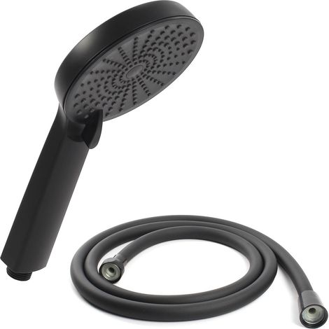 Ensemble de douche noir mat douchette et flexible de douche (1/4)