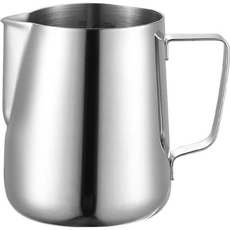 1 Pichet à lait, Acier inoxydable 304, Échelle de mesure intégrée, 350 ml, Pour latte et cappuccino